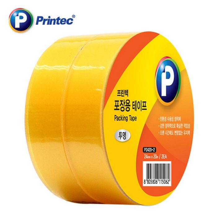 [오늘출발] 오피스디포 포장용테이프 투명OPP 2EA P2420-2 24mm x 20m 프린텍