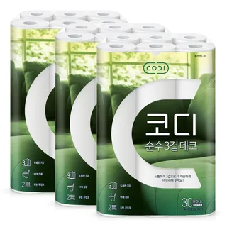 [코디] 쌍용 CODI 순수 데코 30m 3겹 30롤 x 3
