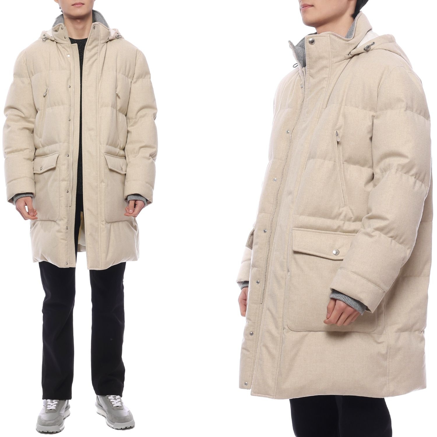 [롯데백화점] 브루넬로 쿠치넬리 [정상가:12,000,000원] 24FW 남성 울 플란넬 다운 롱패딩 (MM4631827 CID85 24F)