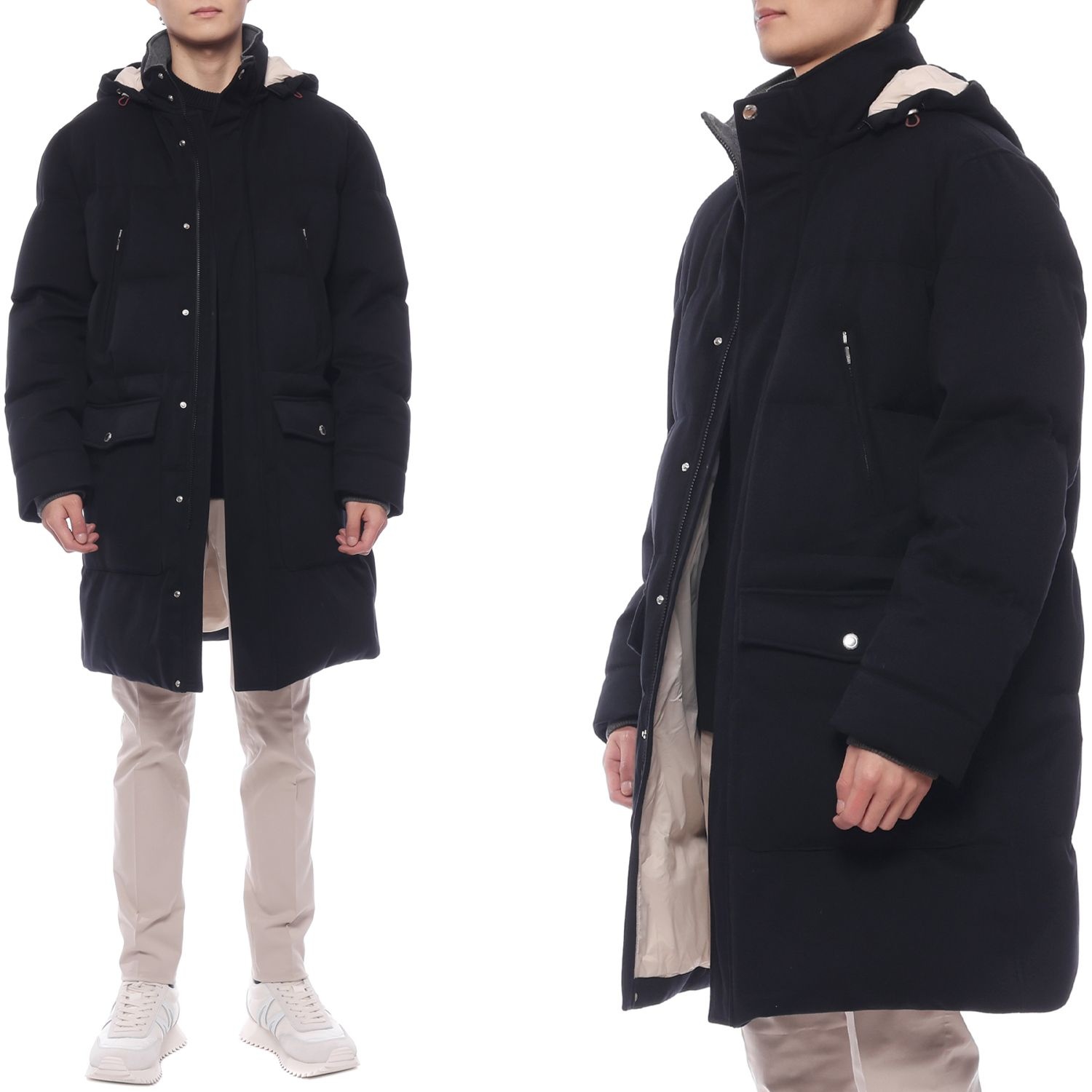 [롯데백화점] 브루넬로 쿠치넬리 [정상가:12,000,000원] 24FW 남성 울 플란넬 다운 롱패딩 (MM4631827 CQD26 24F)