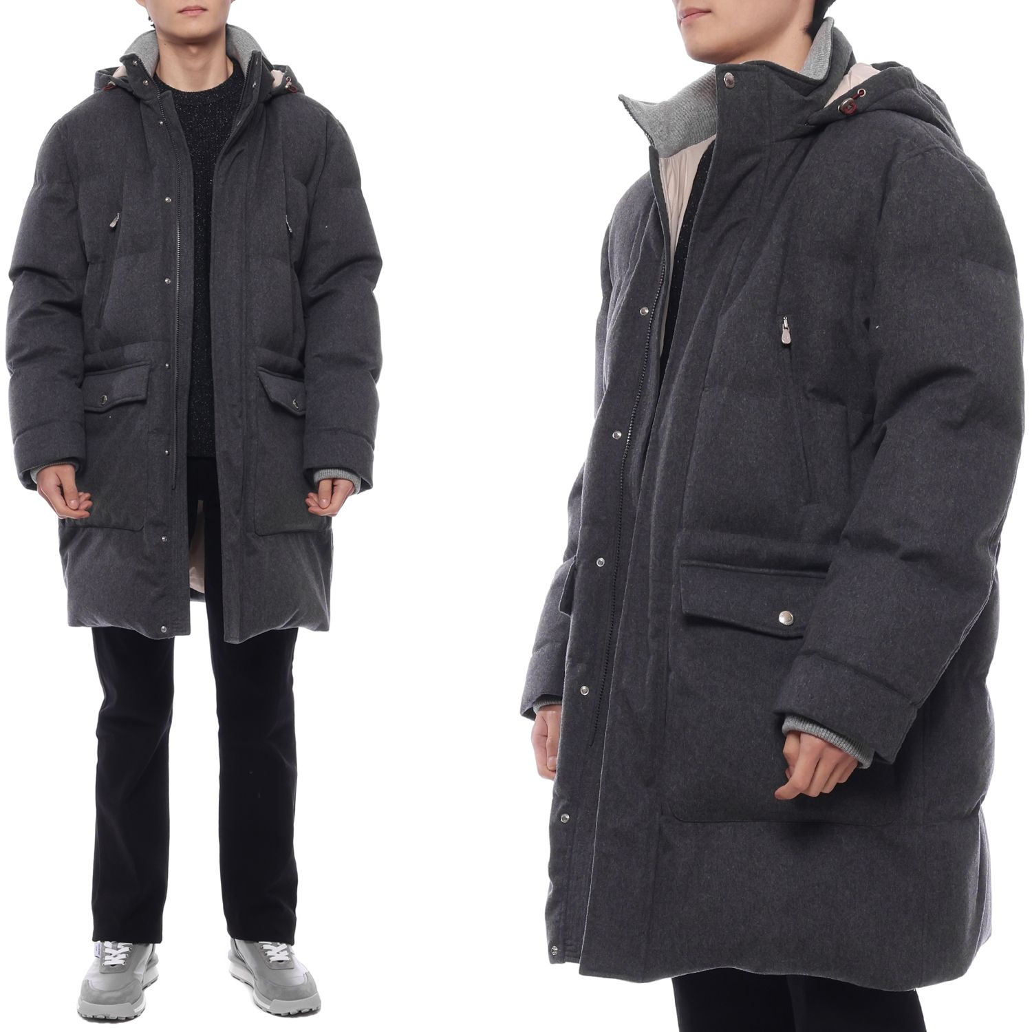 [롯데백화점] 브루넬로 쿠치넬리 [정상가:12,000,000원] 24FW 남성 울 플란넬 다운 롱패딩 (MM4631827 CVK82 24F)