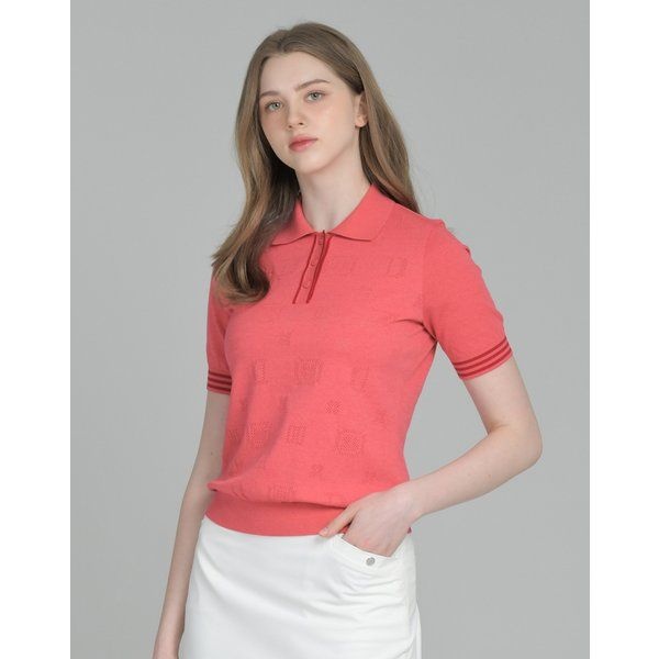 닥스골프 [25SS [PREMIUM 핑크 전판 로고 스카시 카라형 스웨터 DNSW5B312P3 511080