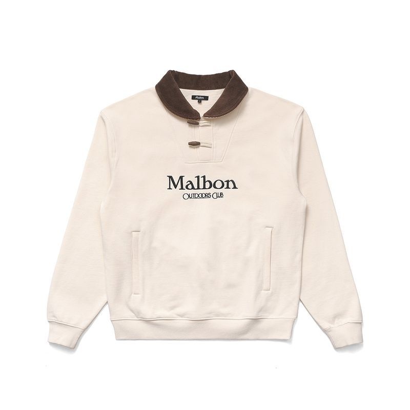 MALBON GOLF <매장정품> MALBON GOLF 말본골프 [OUTDOORS CLUB] 플린트 숄 크루넥 티셔츠 IVORY (MAN) M4311LFS07IVY 2060481