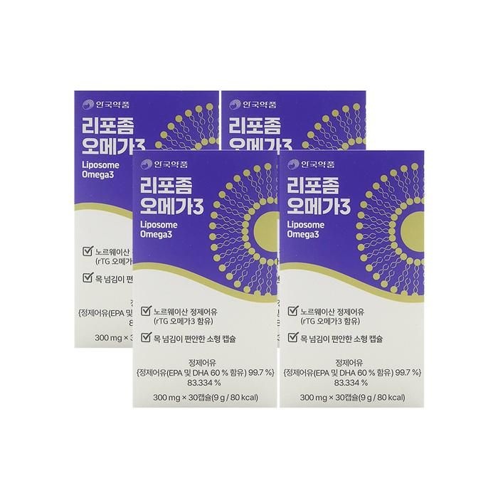 안국약품 리포좀 오메가3 300mg x30캡슐 x4박스