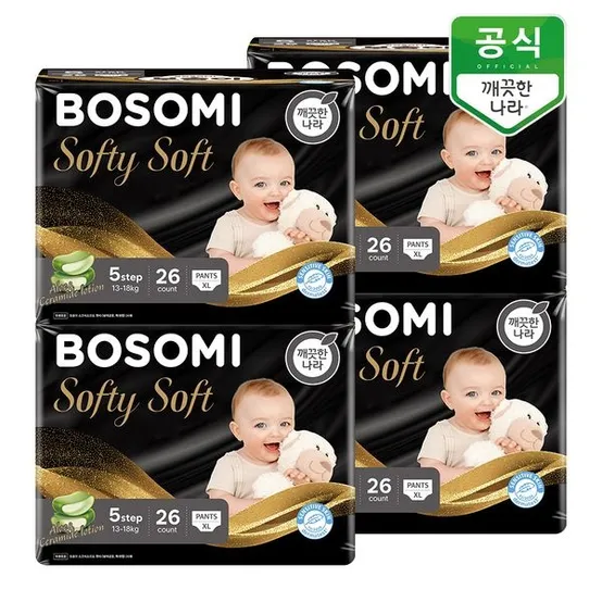 보솜이 소프티소프트 팬티 기저귀 5단계(13-18kg) 특대형 26개입 x 4팩