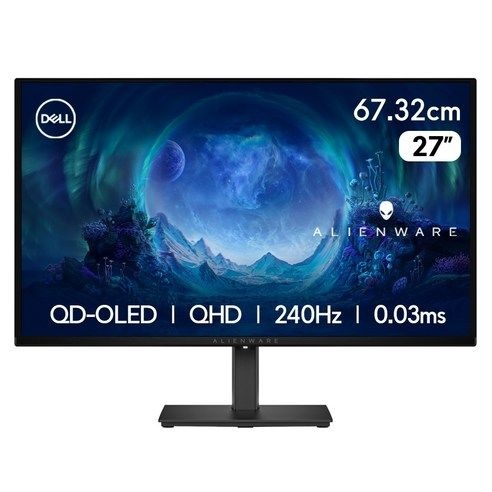 델 QHD 에일리언웨어 QD OLED 240Hz 0.03ms 게이밍 모니터, 67.32cm, AW2726DM