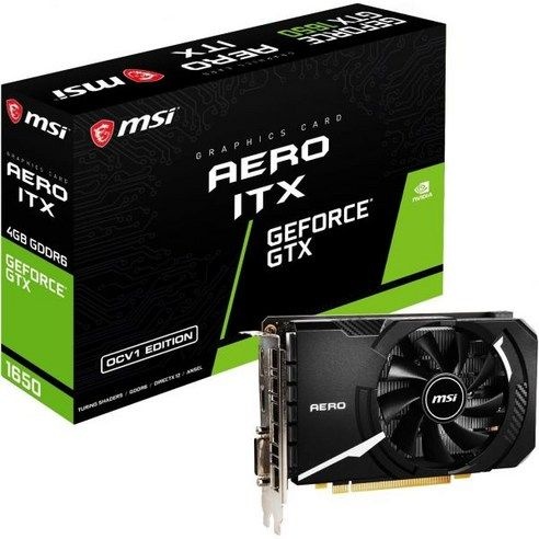 MSI 지포스 GTX 1650 D6 에어로 ITX OCV1 그래픽 카드 4GB GDDR6 128비트 7680x4320 픽셀 PCI 익스프레스 x16 3.0