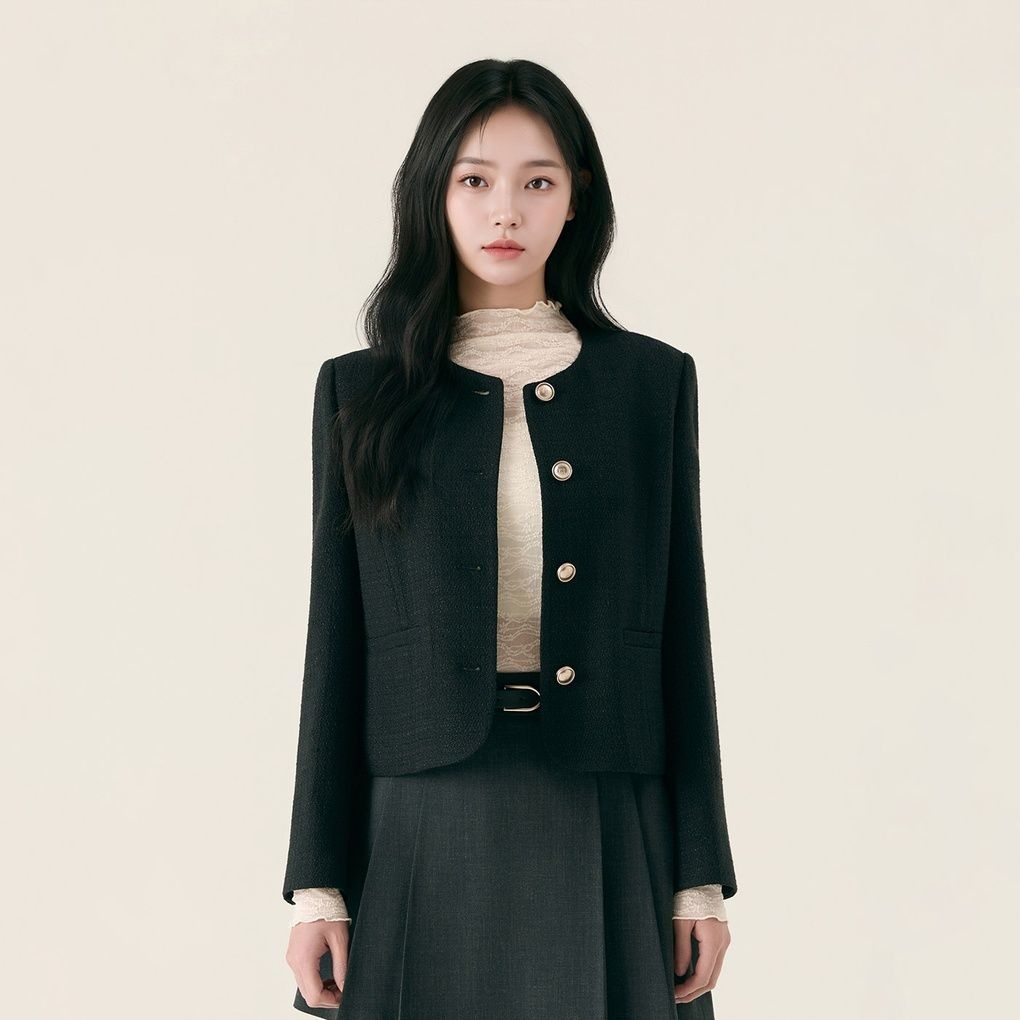 [롯데백화점] 로엠 올데이자켓 칼라리스 트위드 자켓 RMJKG23S99