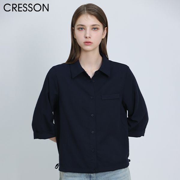 크레송 [크레송(CRESSON)] 베이직 포켓 셔츠 블라우스 (택가격: 218000원)