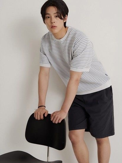 [26SS 30%OFF] 젠틀테크 캐주얼 핀스트라이프 라운드 니트 라이트 그레이 (BC6551C902) (BC6551C902)