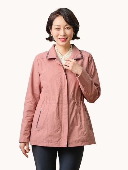 모스트 체크배색 트렌치 자켓 K241JK09_핑크