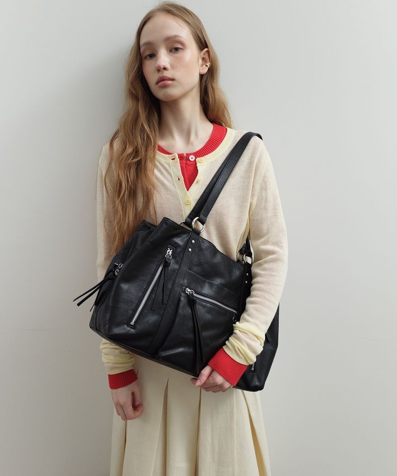 JILL BY JILLSTUART [리오] 지퍼 스터드 숄더백JLBA6F045BK