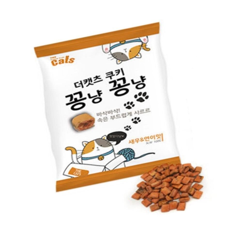 무지스토어 더캣츠 8봉 쿠키 꽁냥꽁냥 새우 연어맛 100G 고양이과자 길고양이간식 고양이간식트릿