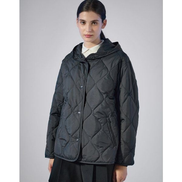 닥스골프 [25FW [PREMIUM 블랙 경량 자수 퀼티드 후드 중힙 점퍼 DNJU5D714BK 511618
