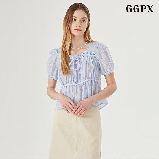 봄신상 GGPX 플리츠 벌룬 블라우스 (GOBBA009D)