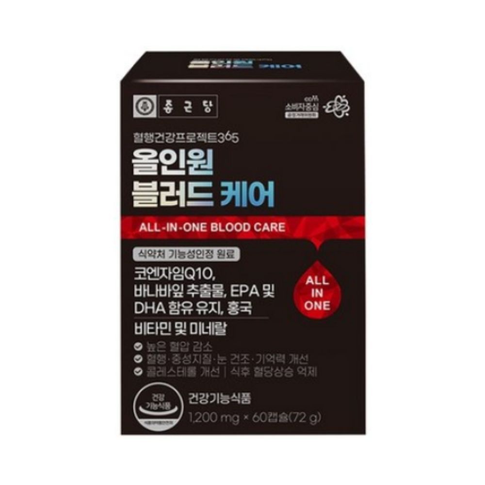 종근당 혈행건강 프로젝트365 올인원 블러드 케어 1200mg x 60캡슐, 1개