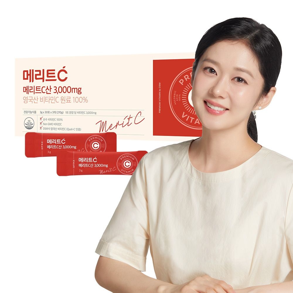 [오늘출발] 휴온스N 휴온스 메리트C산 3000mg 고함량 영국산 DSM 비타민C 3개월분, 90포 1박스