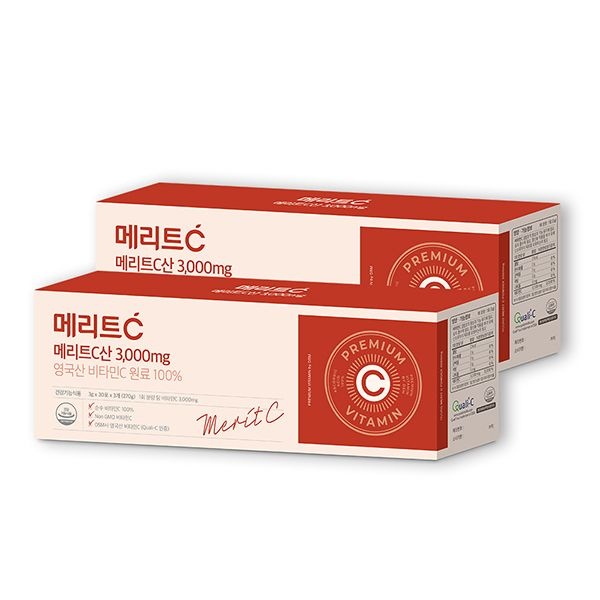 [오늘출발] 휴온스N 휴온스 메리트C산 3000mg 고함량 영국산 DSM 비타민C 6개월분, 90포 2박스
