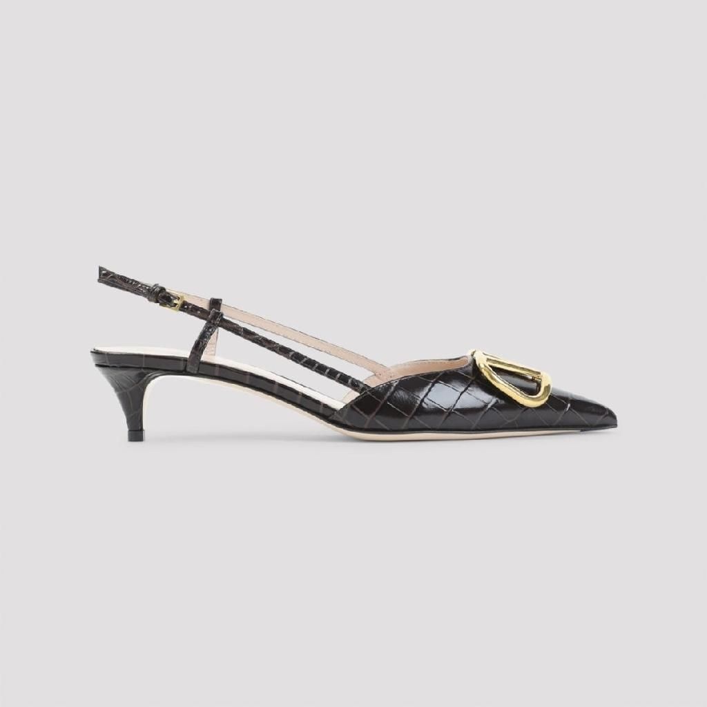 발렌티노 [D14]valentino 8W2S0Q70LUR REL OAK BROWN valentino V Logo Signature Slingback 여성 펌프스 하이힐 슬링백