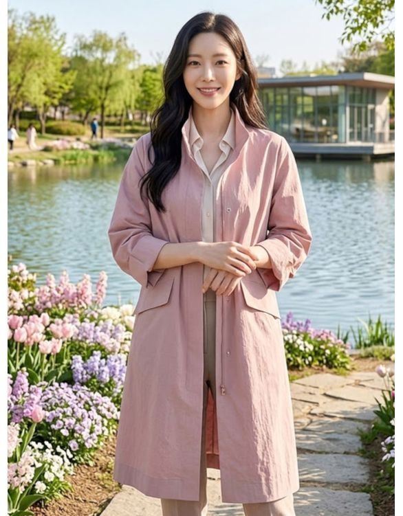 올리비아하슬러 핑크 하이넥 올디너리 롱코트 OHBMCT901