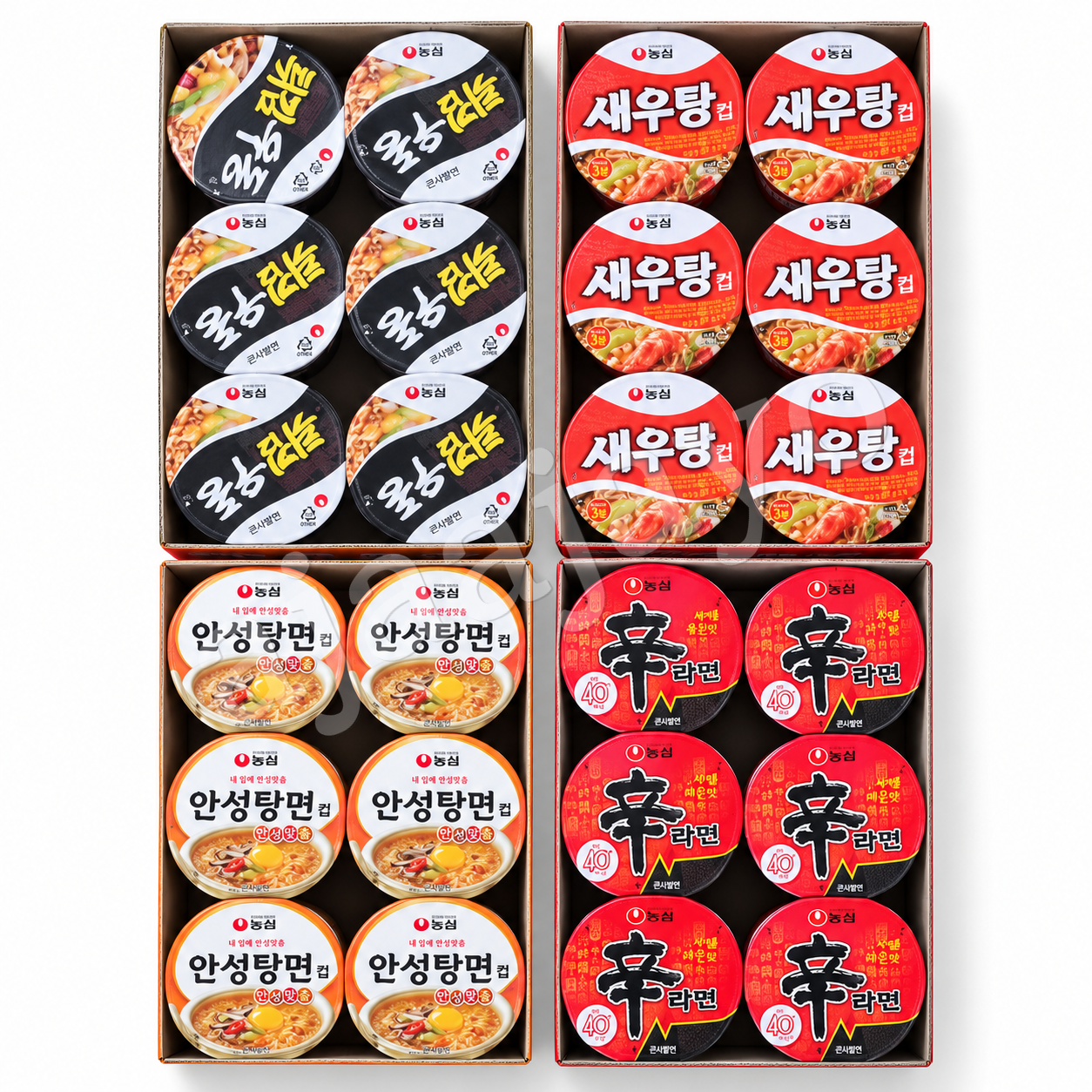 협력업체 농심 소컵라면 4종 혼합세트 (신라면6+안성탕면6+튀김우동6+새우탕6)