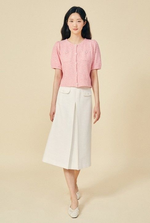 JJ지고트 트위드 인버티드 플리츠 스커트 GP4P0SK401