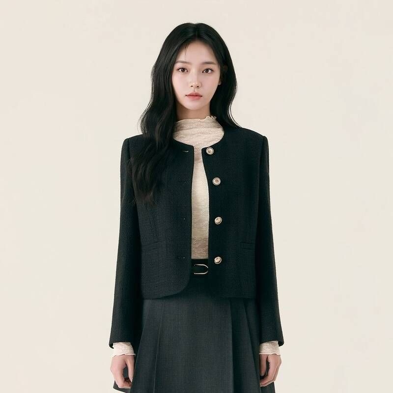 백화점 로엠 올데이자켓 칼라리스 트위드 자켓 RMJKG23S99