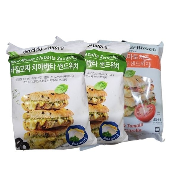 베키아에누보 치아바타 샌드위치 바질모짜 2팩 + 바질토마토 1팩