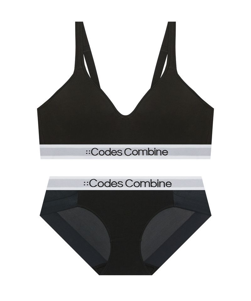 코데즈컴바인 INNERWEAR 와이드윙 코튼 스포츠브라팬티 세트_블랙 CDWBR326BK_BP326BK 149584