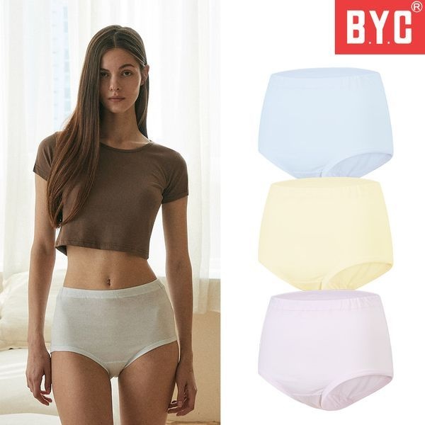 BYC [하프클럽]BYC 여성 팬티 40수 순면 맥시 삼각팬티 3매입 BYT7531