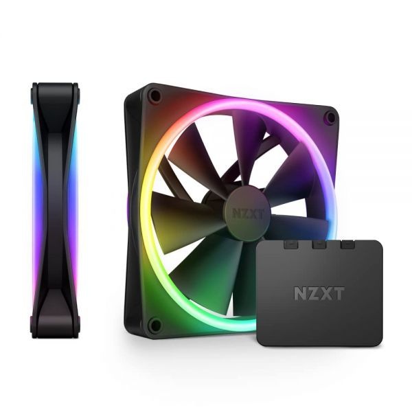 NZXT [해외] NZXT F120 RGB 듀오 120mm 양면 팬 20개의 개별 주소 지정 가능 LED 균형 잡힌 공기 흐름 정압 유체 동압 베어링 PWM 제어