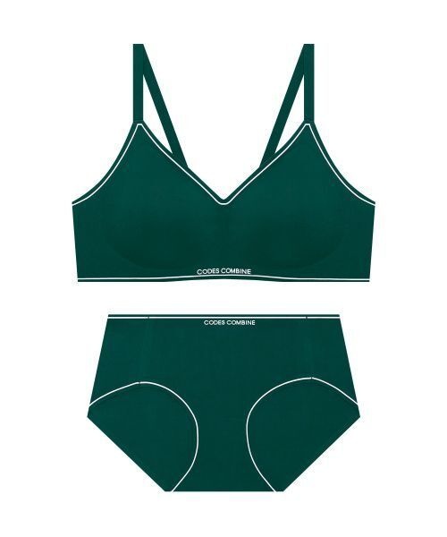 codescombineinnerwear 라인포인트 무빙젤리 스포츠 브라 팬티 세트다크그린
