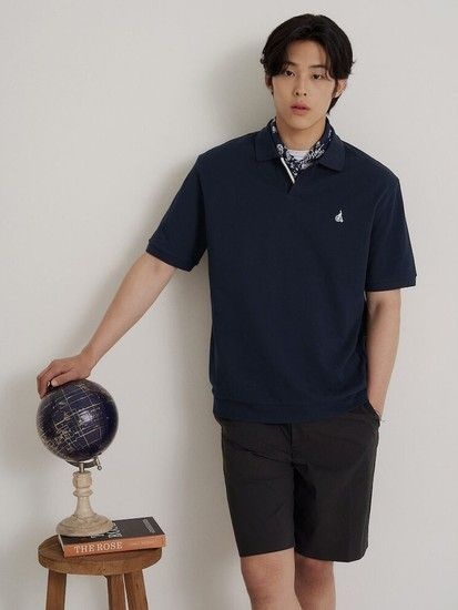 [26SS 30%OFF] 오픈넥 티핑 포인트 맨투맨 티셔츠 네이비 (BC6442C72R) (BC6442C72R)