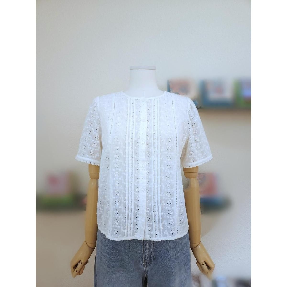써스데이아일랜드 아일렛 레이스 풀 오픈 블라우스 T254ABL263W 1471694