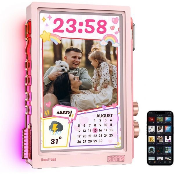 Divoom [해외] Divoom 디붐 Times Frame 10.1인치 WiFi 디지털 사진 프레임 64GB 구독료 앱 동영상 캘린더 날씨 스포츠 경기 결과 다양한 A