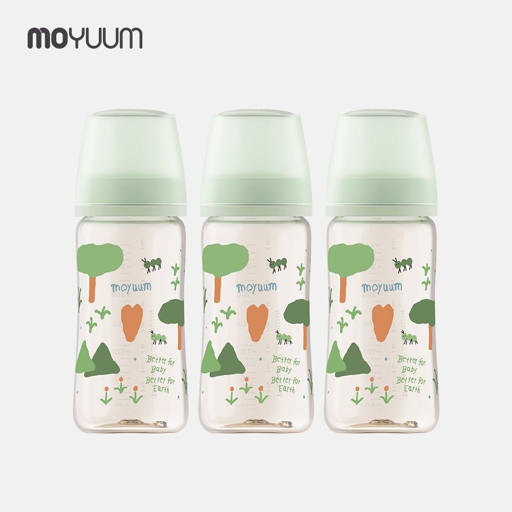 모윰 모브아 젖병 250ml 증정(유꼭지)모윰 3세대 PPSU 노꼭지 올인원 270ml 트리플팩(디자인선택) 베러그린(네츄럴 그린)