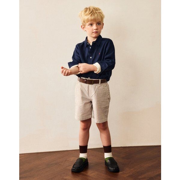 헤지스키즈 [26SS [KIDS 서커 스트라이프 반바지 브라운 HBPA6EK58W2 516069