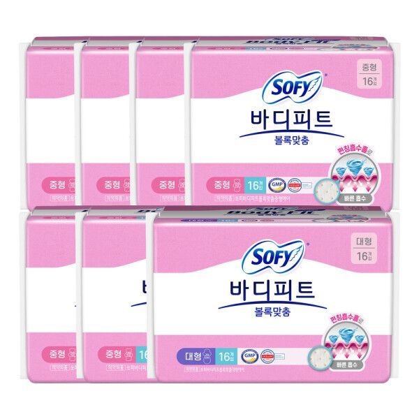 쏘피 바디피트 볼록맞춤 중형 16P 6개 + 대형 16P