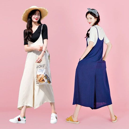 린넨 브이넥 끈나시 빅사이즈 와이드 점프수트_HDP07 3655542
