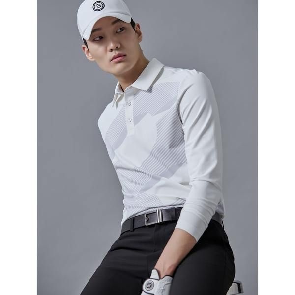 빈폴골프 (BJ5241B061남성 모노그램 패턴 긴팔 티셔츠 - 화이트 BJ5241B061 406963