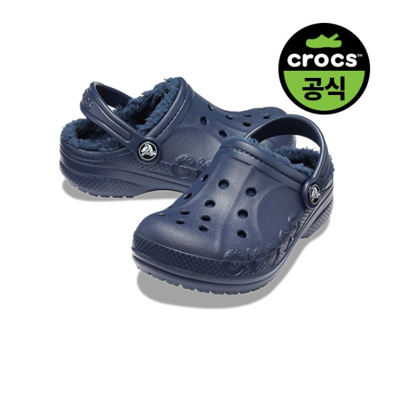 크록스 크록스공식 키즈 바야 라인드(털) 클로그 NAVY (26FKCL207500)