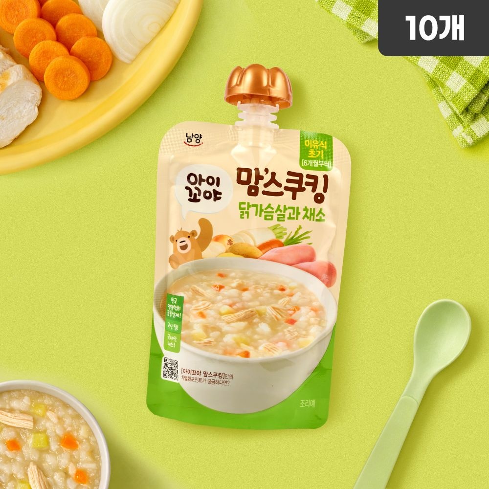 아이꼬야 맘스쿠킹 이유식 닭가슴살과 채소 (6개월부터) 100g, 10개