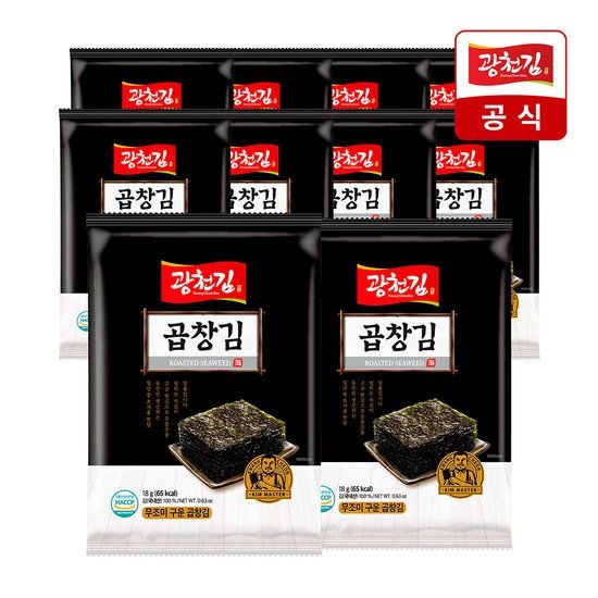 광천김 [광천김] 구운 곱창김 전장김 (무조미) 18g 10봉