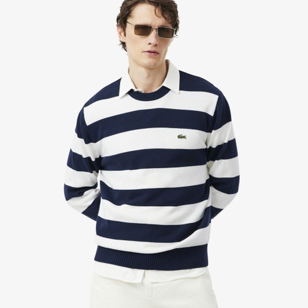 라코스테 Lacoste 라코스테 남성 볼드 스트라이프 긴팔 크루넥 스웨터 AH0608-56G HHW