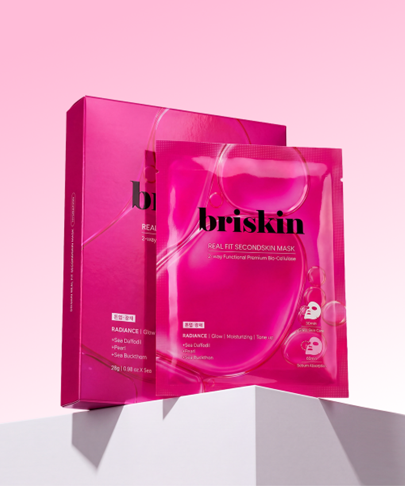BRISKIN 매장정품 BRISKIN 리얼 핏 세컨드스킨 바이오셀룰로오스 마스크팩 [톤업광채] (5매)