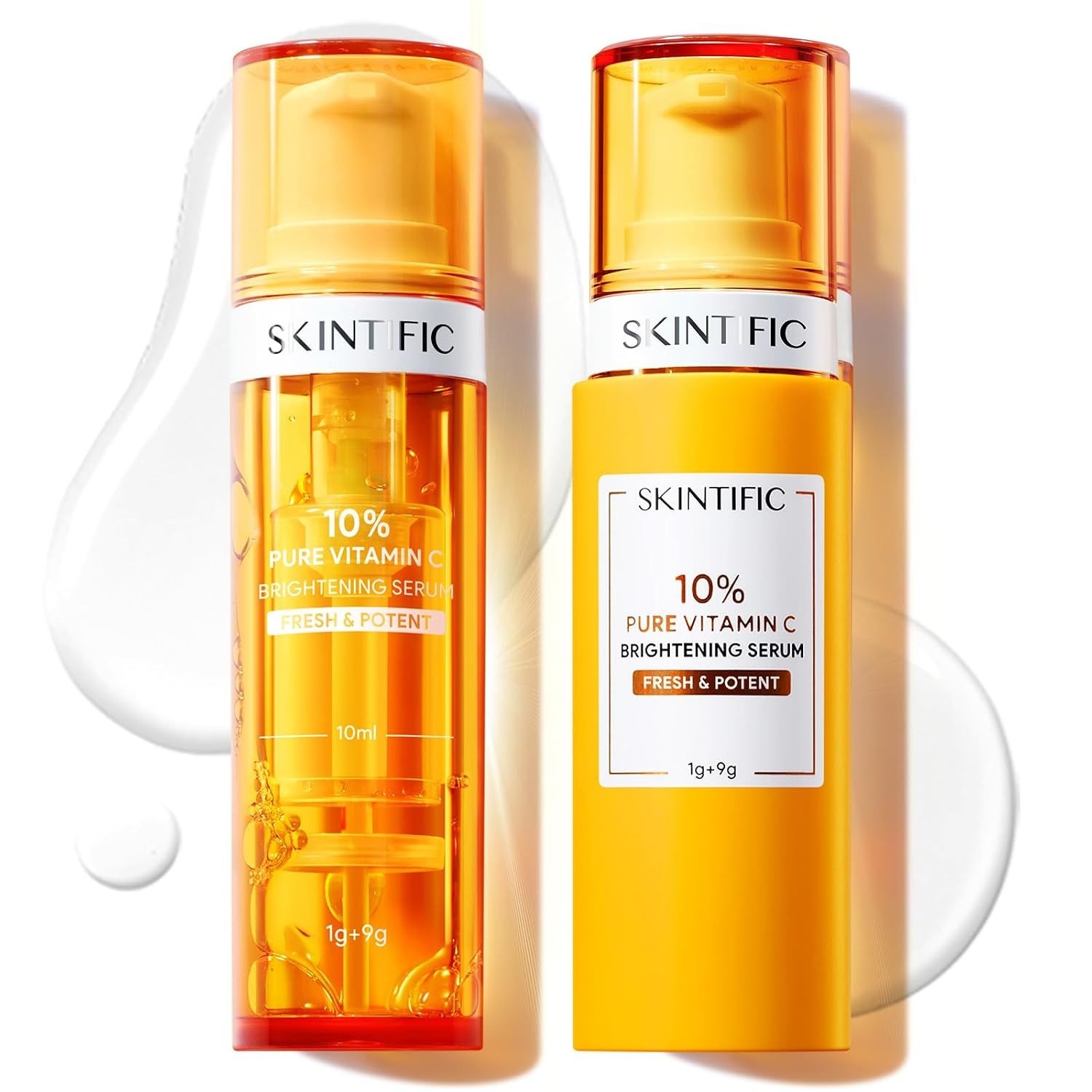 SKINTIFIC 듀얼 챔버 프레시 C 브 세럼 얼굴 10 순수 파우더 다크 스팟 코렉터 UV 차단 기능이 된 산화 방지 제품