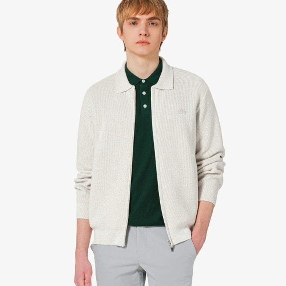 라코스테 Lacoste 라코스테 남성 립조직 카라 집업 가디건 AH403E-56G S7G