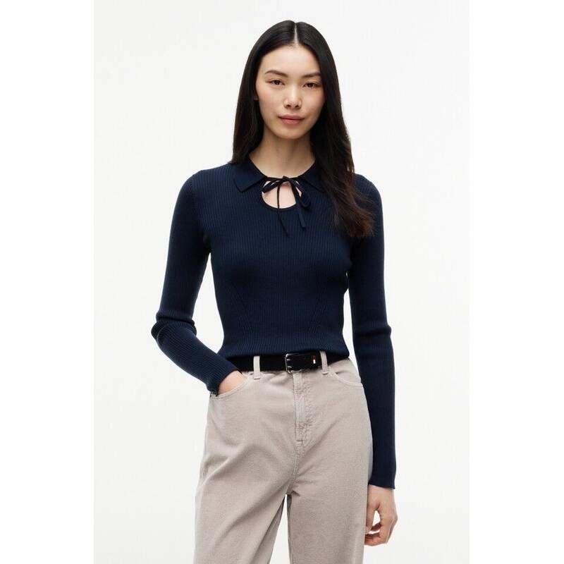 타미진스 타미진스 여성 립 디테일 타이 폴로 스웨터 T32G7KTO34TWT1 S7T3V8W1 M4N9P2Q5