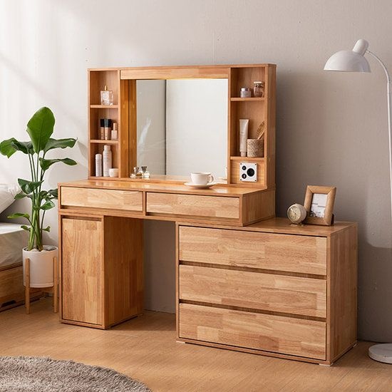 삼익가구 헨버 3단서랍 LED 확장형 원목 화장대 세트(스툴제외)