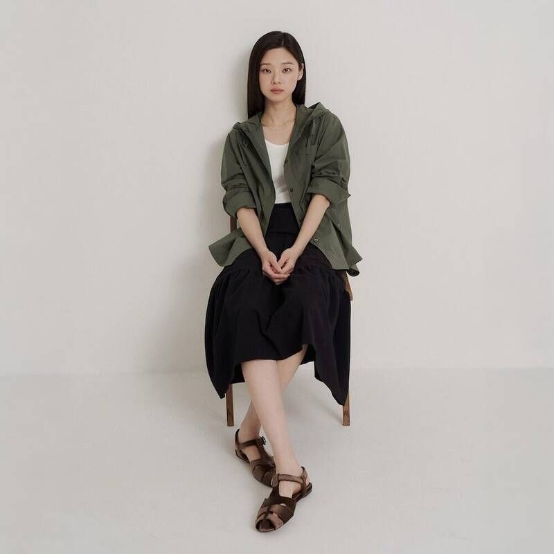 빈폴 레이디스 셔츠형 후드 점퍼 카키 BF6639C02H P7Q3R8S1 V6W9X2Y4